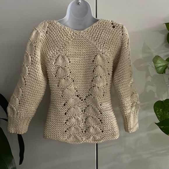 Falls vintage chunky knit cotton cream sweater - Picture 10 of 11